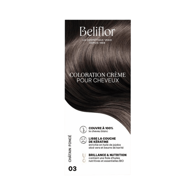 Coloration Permanente BELIFLOR Sans Ammoniaque - Crème Classique 60ml, Sans Parabens, Pour Cheveux